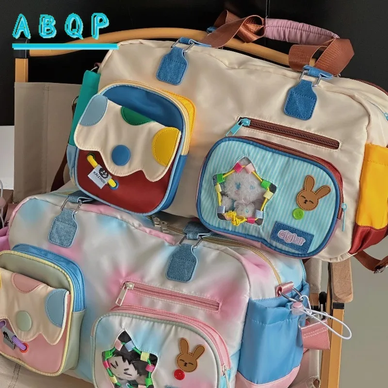 Diaper Bag Handbag Luxury Brand Cartoon Colorful Fashion Baby Diaper Handbag Large Capacity Portable Baby Products Storage Bag