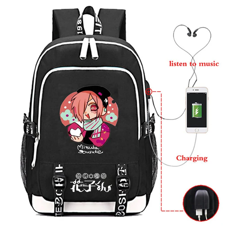 Toilet-Bound Hanako-kun Backpack with USB Charging Port Anime Yashiro Nene Cosplay Bookbag Gift Laptop Bag School Mochila