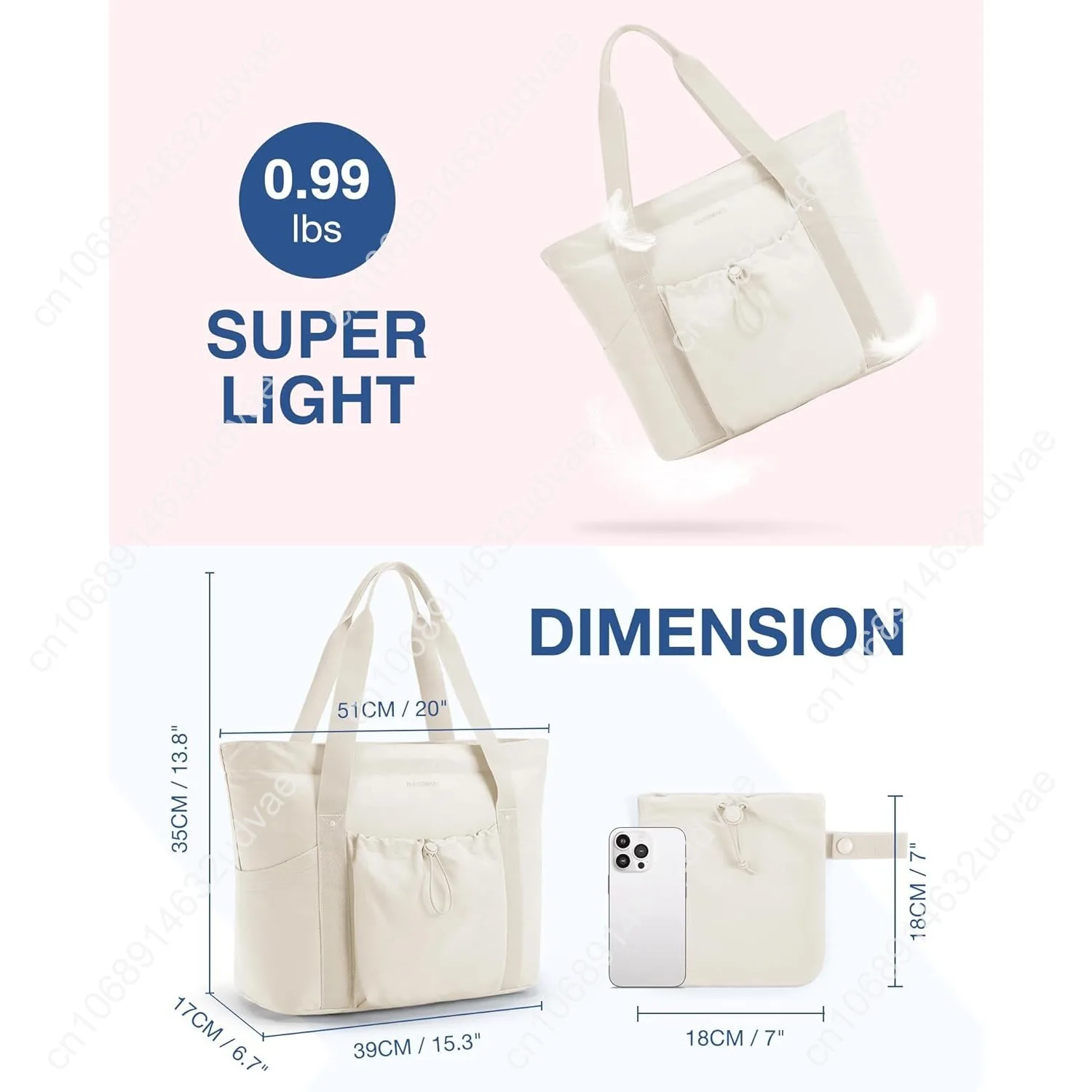 BAGSMART Tote Bag for Women, Tote Shoulder Bag with Laptop Compartment and Zipper Handbag for Travel, Work