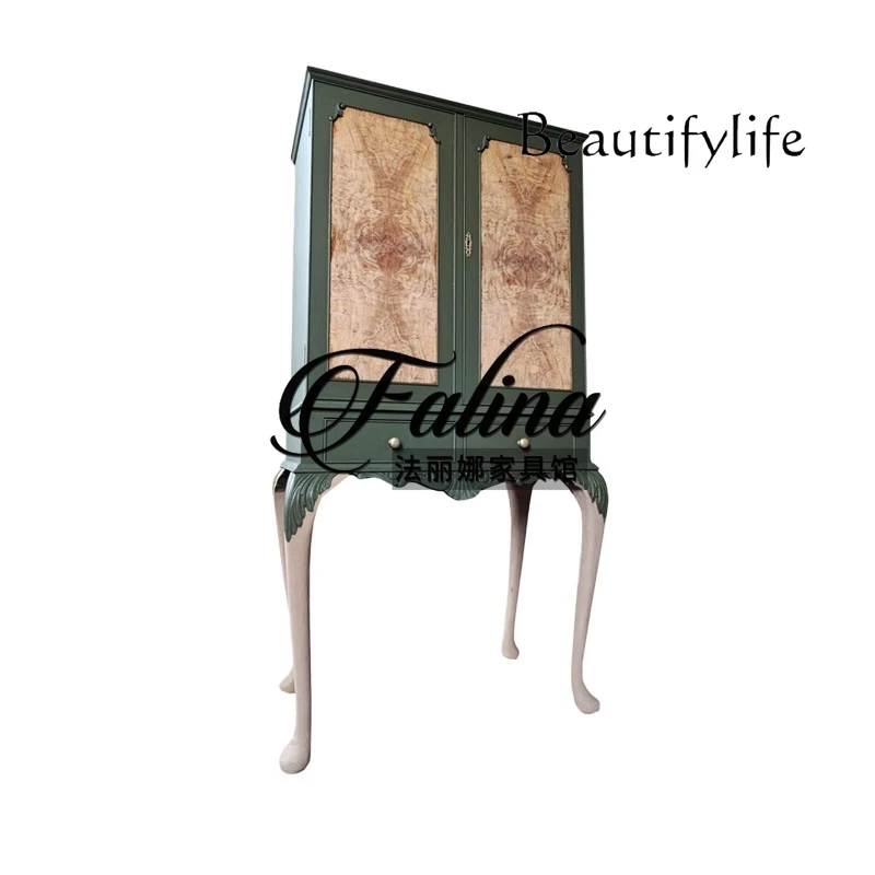 خزانة النبيذ الفرنسية لغرفة المعيشة مقابل خزانة جانبية لتناول الطعام على الحائط خزانة عرض منزلية متكاملة من الخشب الصلب المنحوت على شكل زهرة #5