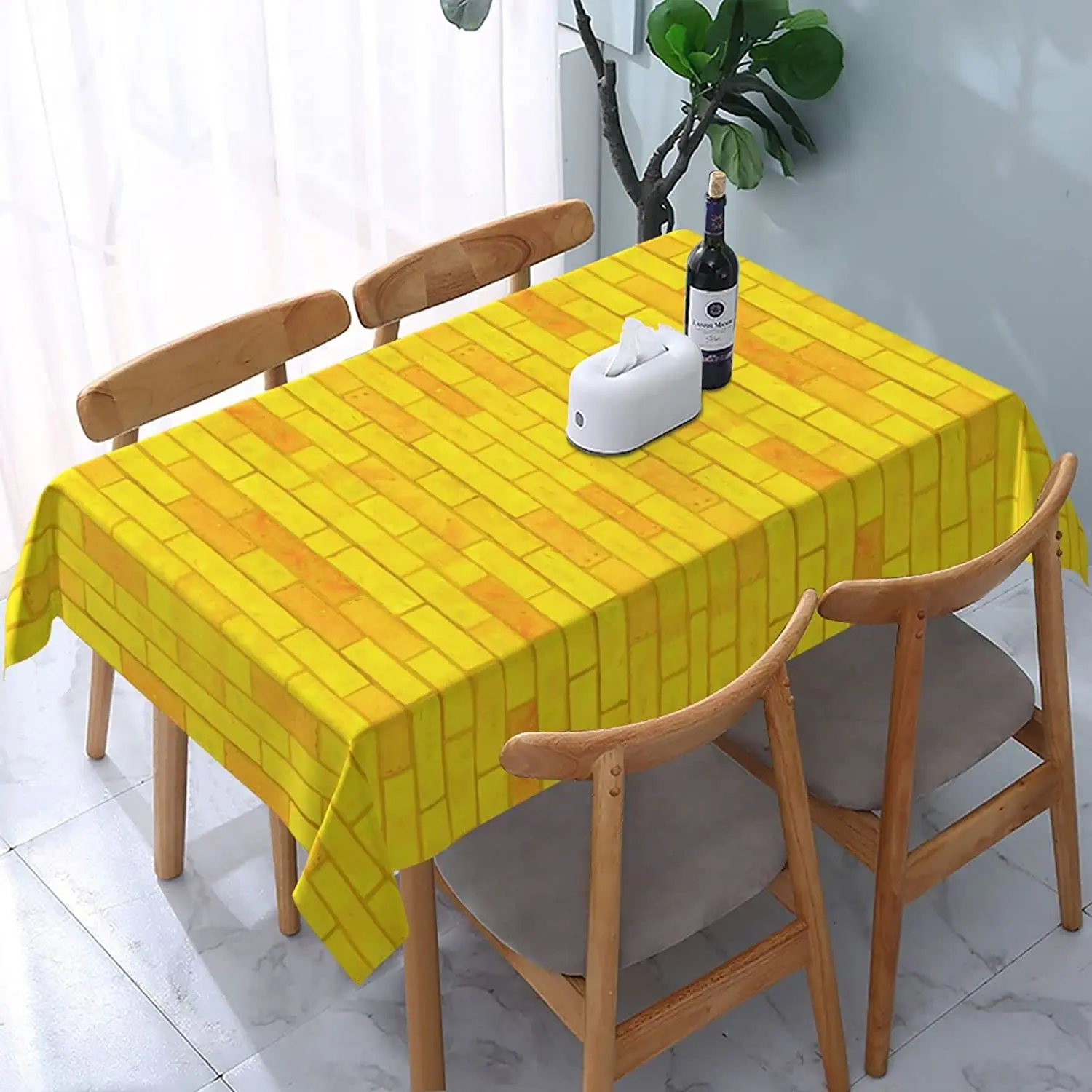 Yellow Brick Road Rectangle Tablecloth Kitchen Dining Table Decoration Reusable Waterproof Table Covers Holiday Party Decor