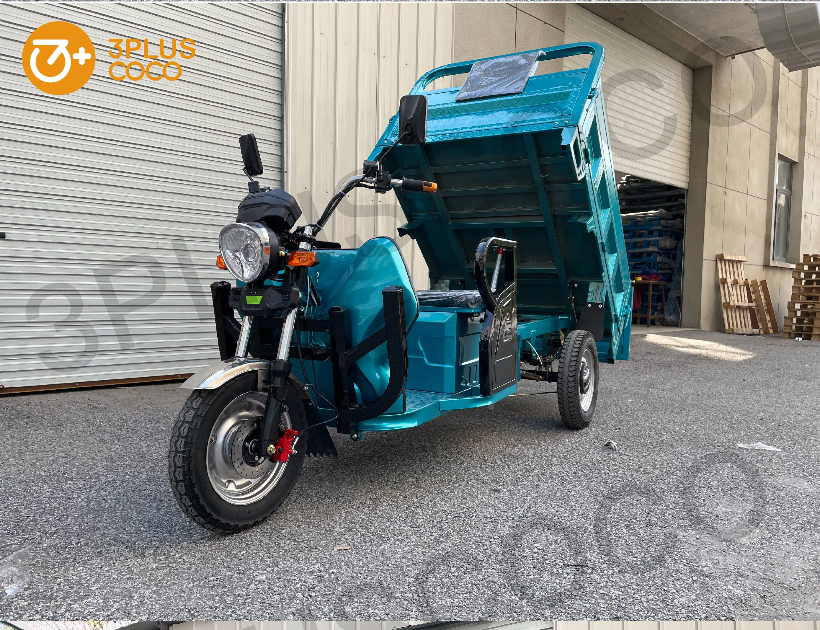 Electric Tricycles 3-Wheel Electric Cargo Bike with Automatic Lifting Hydraulic Rod Front Disc + Rear Drum Brake