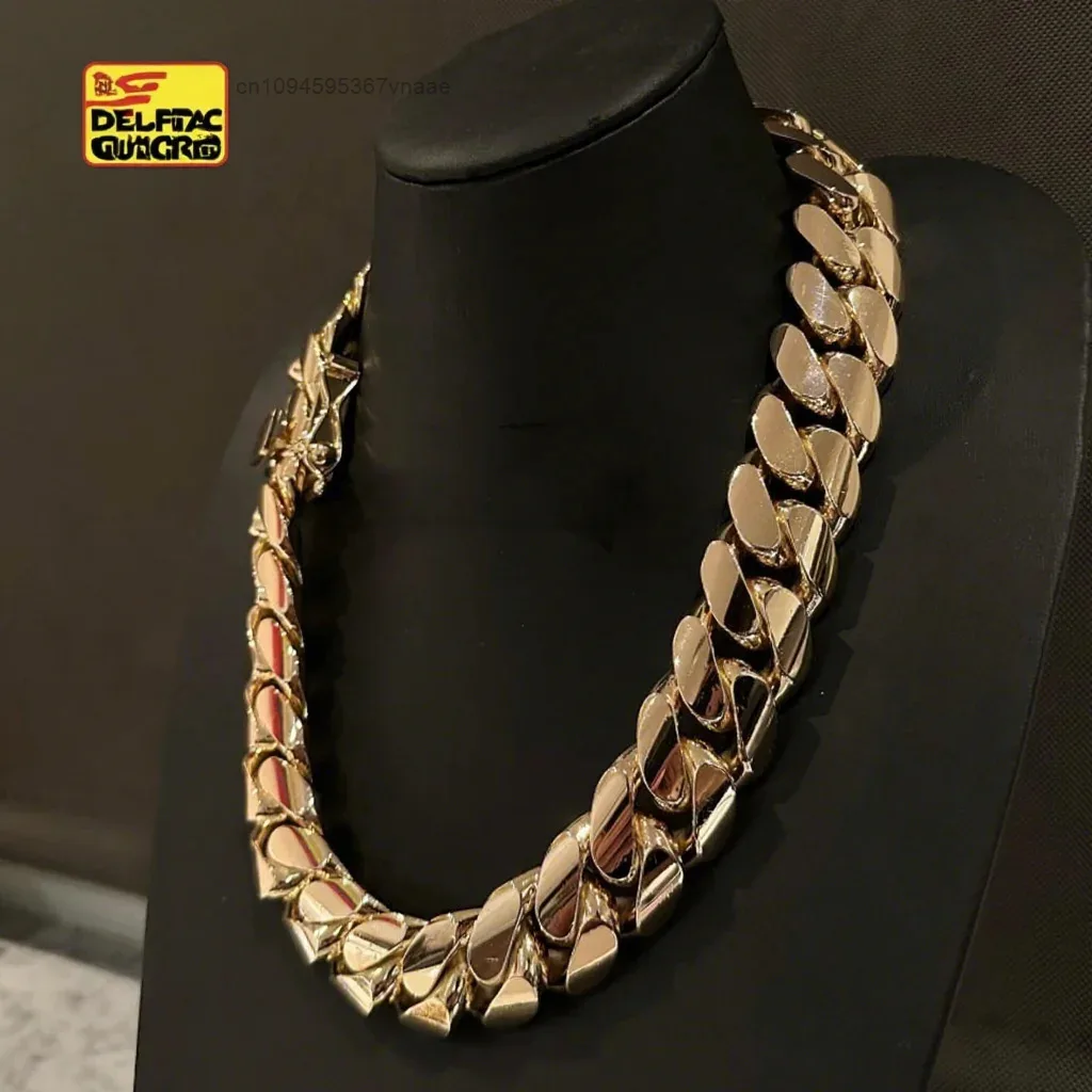 30mm Cuban Chain Hiphop Gold Plated Curb Custom Cuban Necklaces 925 Sterling Silver Cuban Link Chain..