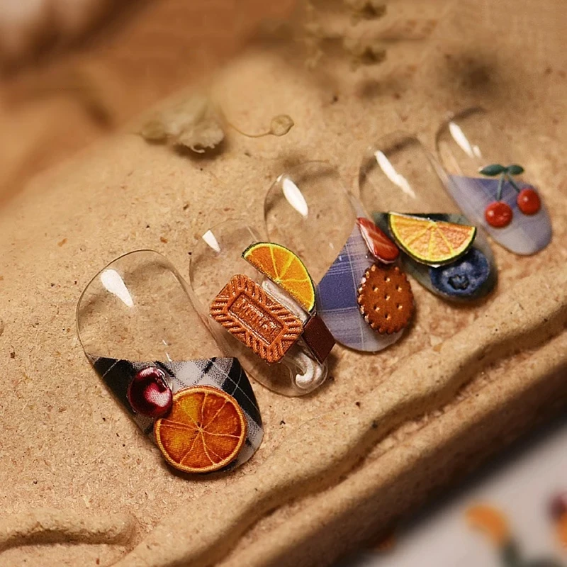 ملصق منقوش ثلاثي الأبعاد لفن الأظافر ، شارات لاصقة ناعمة خماسية الأبعاد ، شوكولاتة ، آيس كريم ، بسكويت ، حلوى ، بيع بالجملة