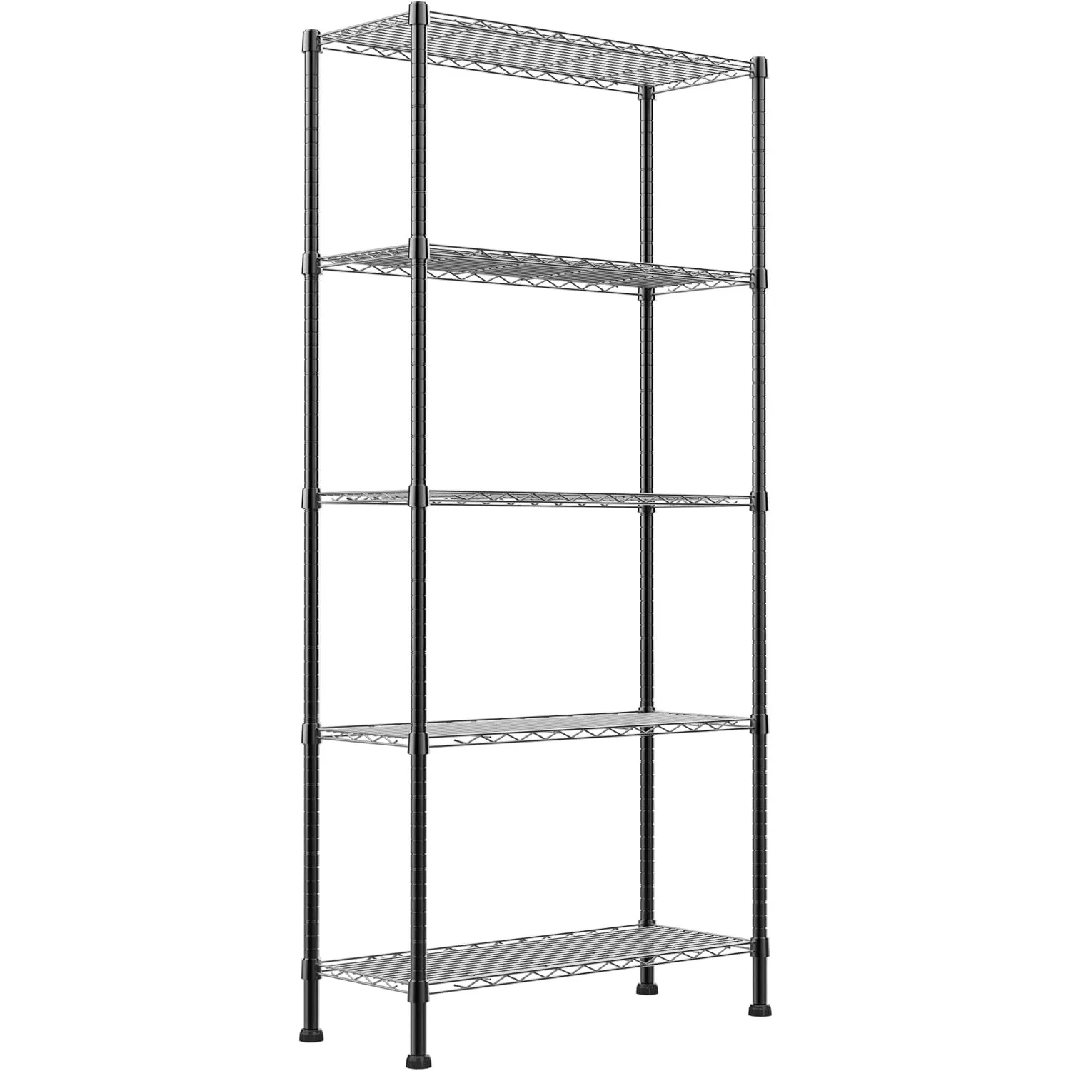 

5-Wire Shelving Metal Storage Rack Adjustable Shelves,Standing Storage Shelf Units for Kitchen(Black,14.1" D x 30" W x 79" H)