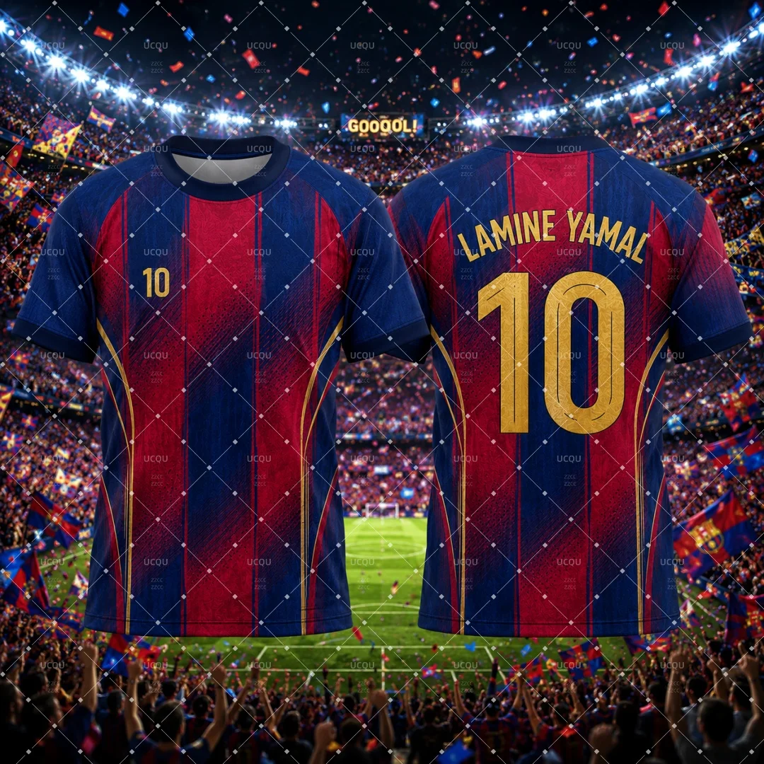 26-27 Spanisches Fußballtrikot Schnelltrocknend Yamal # 10 Pedri # 8 Fußballtrikot Sommer-Sportbekleidung Herren-T-Shirt Kinderbekleidung – Detail 1