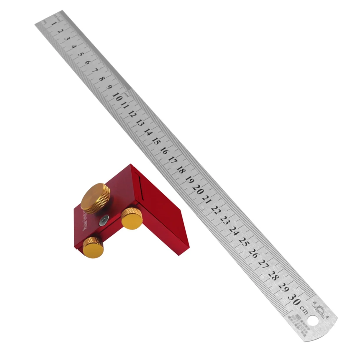 A72P Steel Ruler Scribing Positioning Block,Aluminum Angle Scriber Line Marking Gauge,DIY Carpentry Scriber Measuring Locator