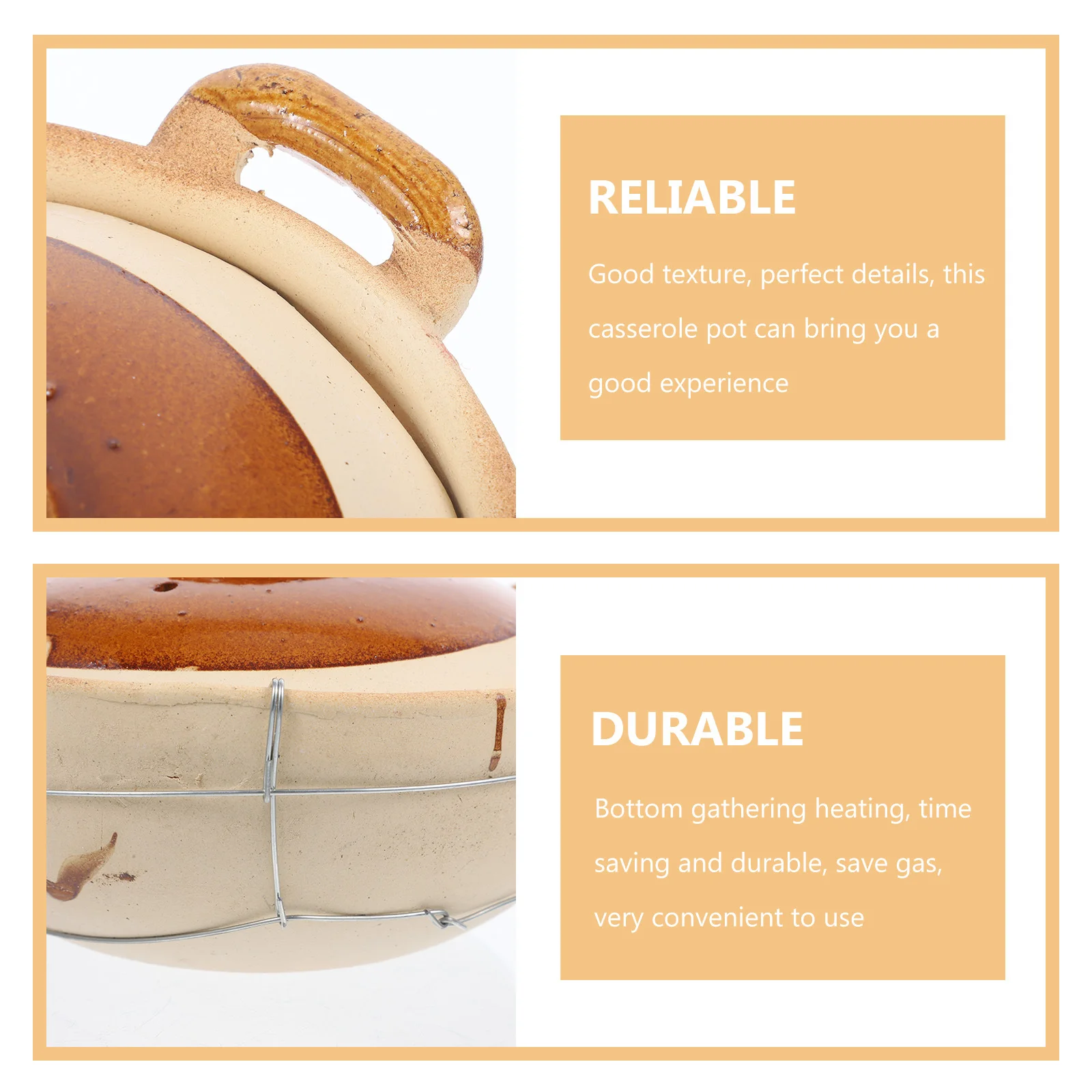 

800Ml Ceramic Casserole Pot Double Ear Design High Temperature Resistant Stew Pot for Slow Cooking Soup Rice Dishes Kitchen