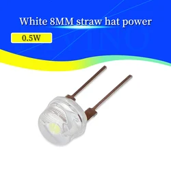 10PCS NEW F8 8mm 0.5W 3.0-3.2V Straw hat LED White Super bright LED lamp Wide Angle Transparent LED Lamp Strawhat LED
