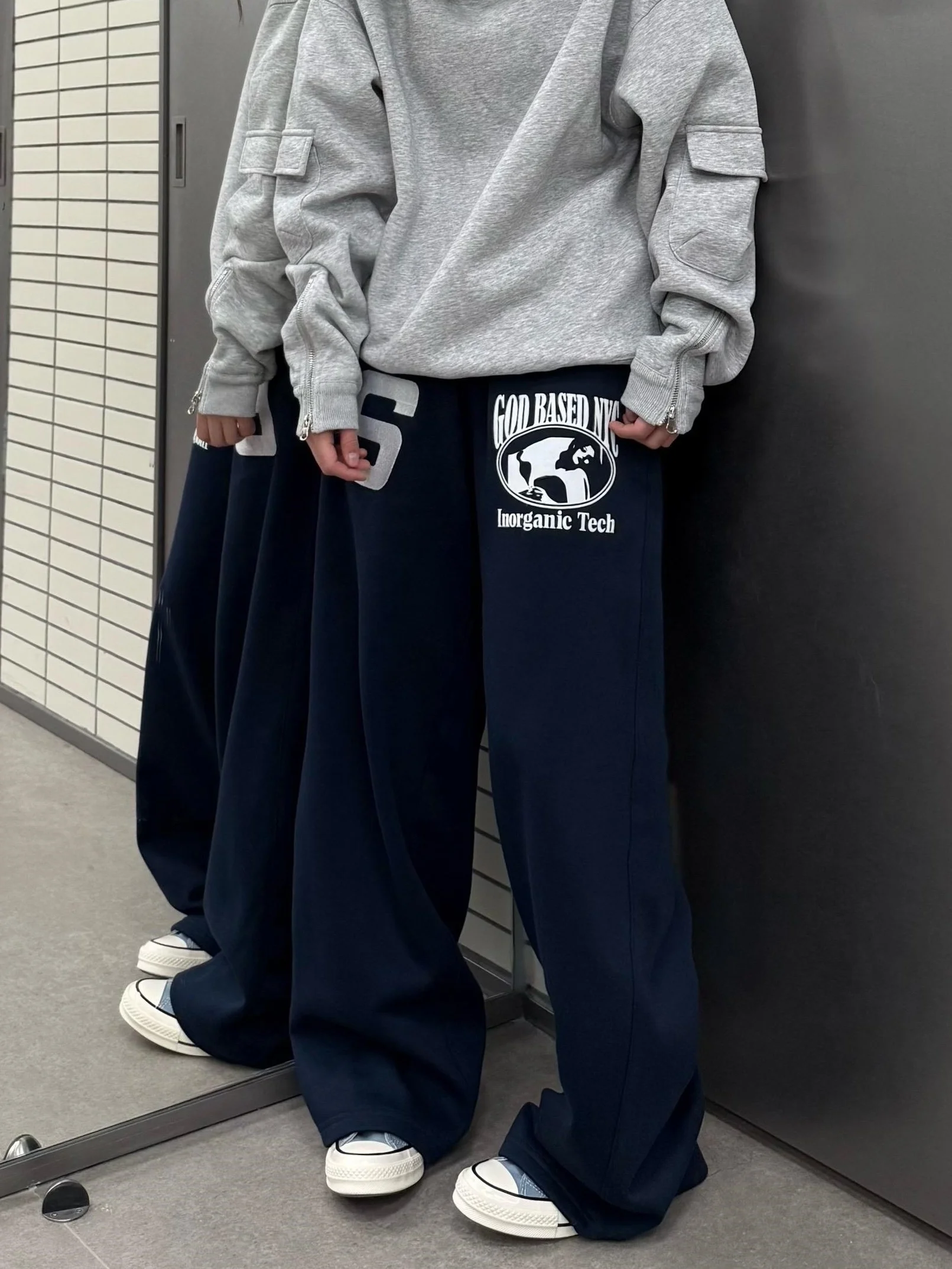 

Street Sle Spor Loose Wide Leg Casual Pants Men Women Cotton Blend Trousers with Embroidery Print Comfortable Straight Cut