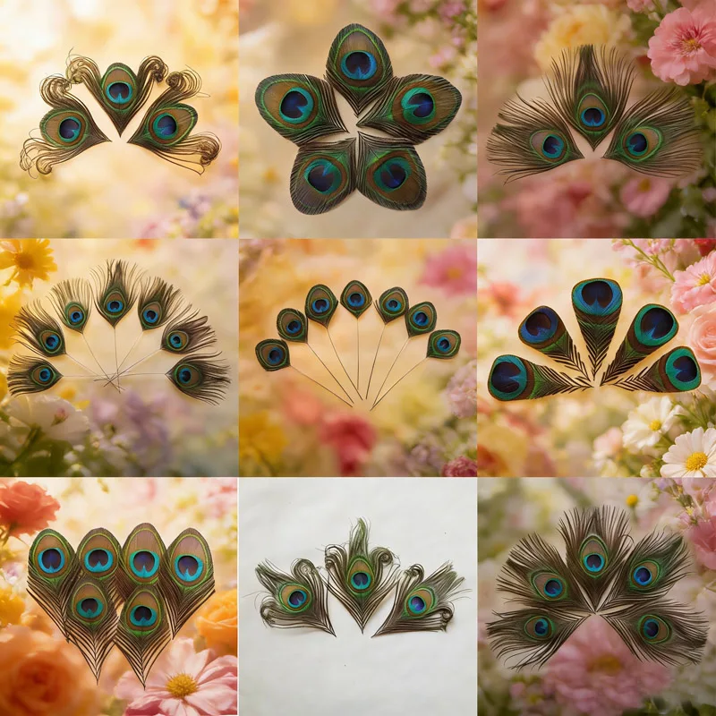 20Pcs/Lot! Real Peacock Feather Trimmed Peacock Eye Costumes Necklace Accessories Decorative Wedding Decoration,Plumes,Fly Tying