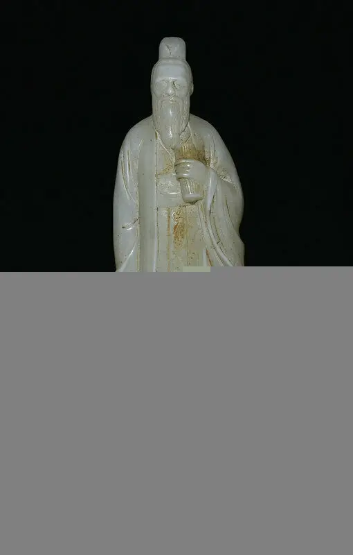 Statue de Confucius, savant de la dynastie Kongzi, sculptée en jade blanc chinois ancien, 8,4 pouces