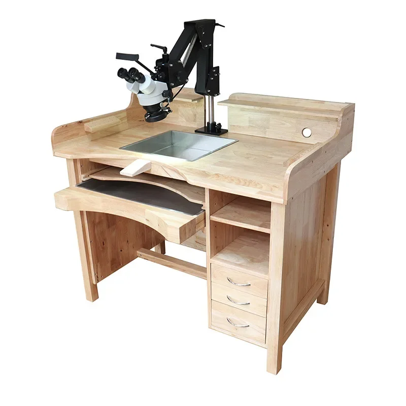 Premium micro-set table, high-quality hardwood stainless steel work plate, removable bench