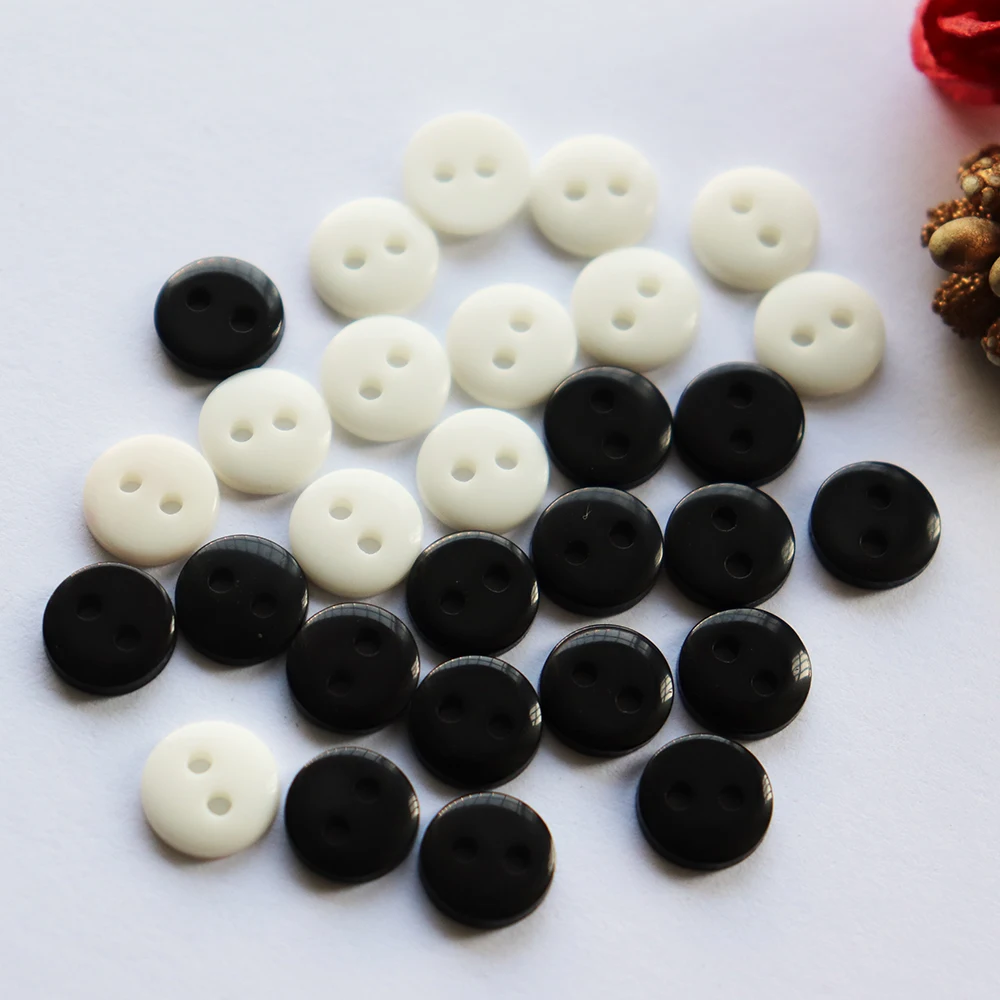 200pcs Mixed Colors 8.5mm 2 Holes Single Bread Small Resin Buttons for craft scrapbooking accessories sewing buttons wholesale