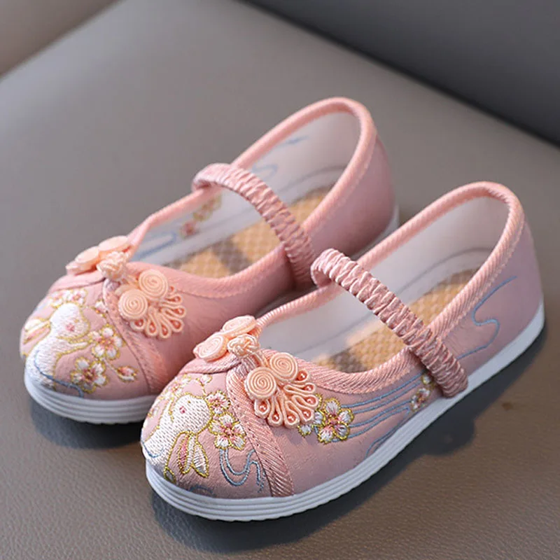 Zapatos planos de tela bordada para niña, mocasines de estilo chino, fiesta, Princesa, CSH1436