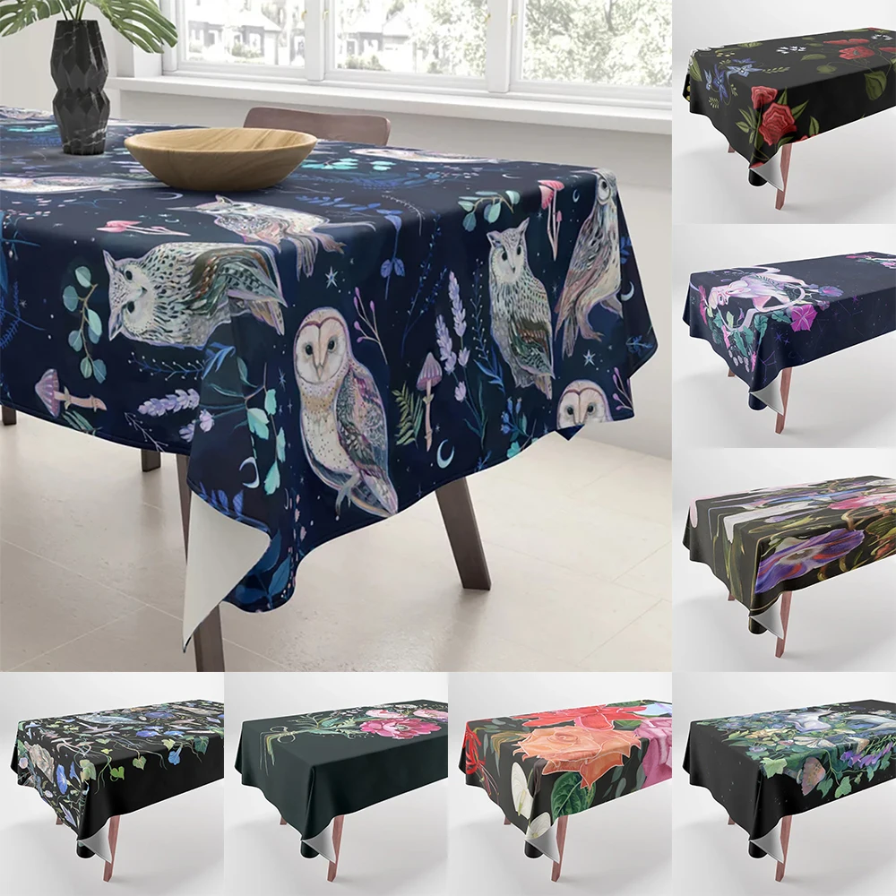 Animal and Plant Pattern Printed Tablecloths Home Decor Rectangular Party  Smudge Resistant Tablecloth Dust Cloth