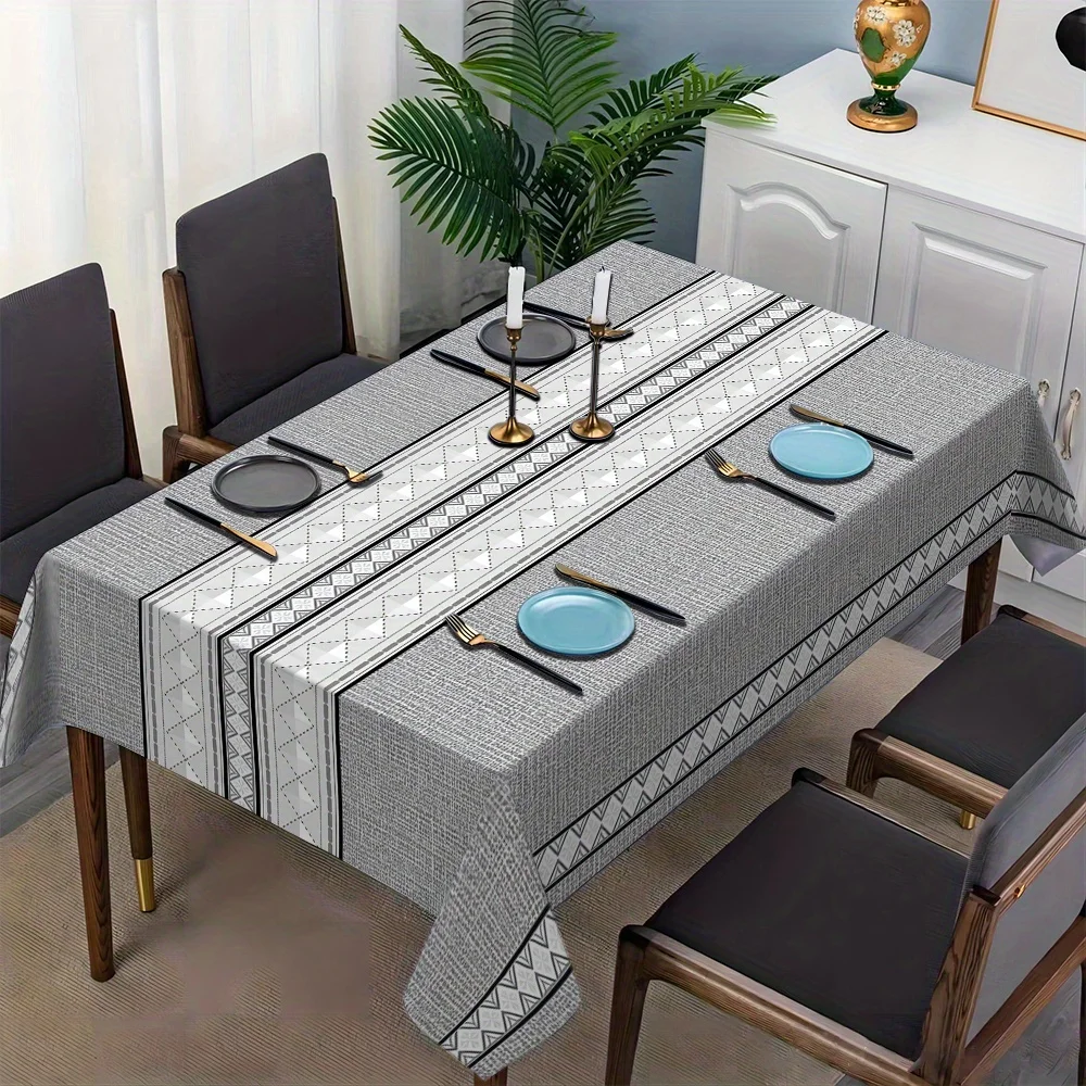 - 1pc High-grade Runway Patterned Tablecloth with Simple European Style Design - Square Tablecloth - Home Use Tablecloth