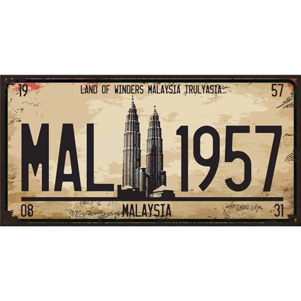 Southeast Asia Countries Collection (Malaysia, Philippines, Singapore, Thailand) Themed Aluminum Metal Sign Set 2D Flat Printing