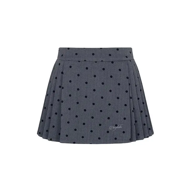 

2024 Summer New Women's Mid Waist Polka Dot Patchwork Zipper Casual All-match Trendy Slim Comfortable Pleated Short Skirts