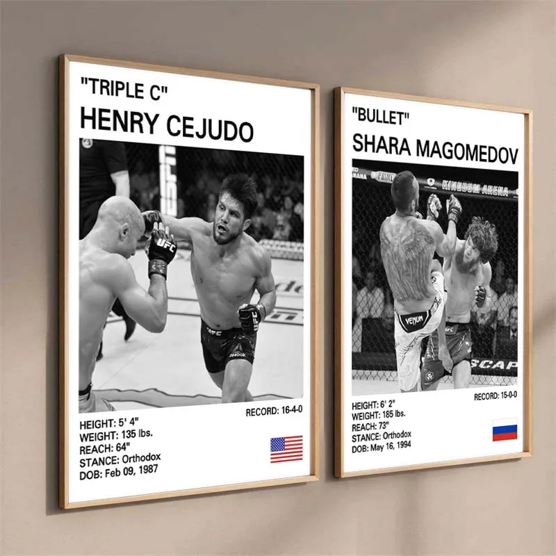 أسود أبيض الملاكمة أساطير قماش المشارك الملاكمة القتال قماش طباعة اللوحة جدار ديكور لصالة الألعاب الرياضية ديكور المنزل غير المؤطرة #6