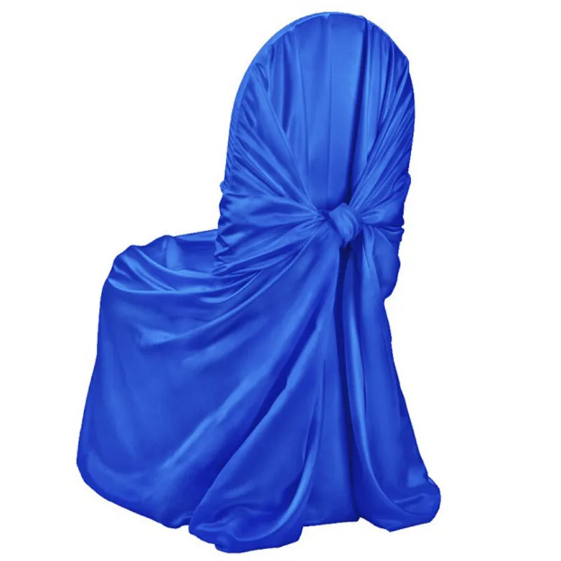 Smooth Satin Self Tie Chair Covers  Folding Dinning Chair Slipcover Wedding Reception Ceremony Party Decor Furniture Protector