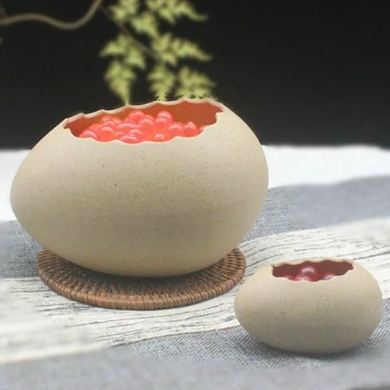 Creative Eggshell Shaped Tableware, Ceramic Bowls, Kitchen Utensils, Baking Pudding Bowls, Bird's Nest Decorated Dessert Bowls