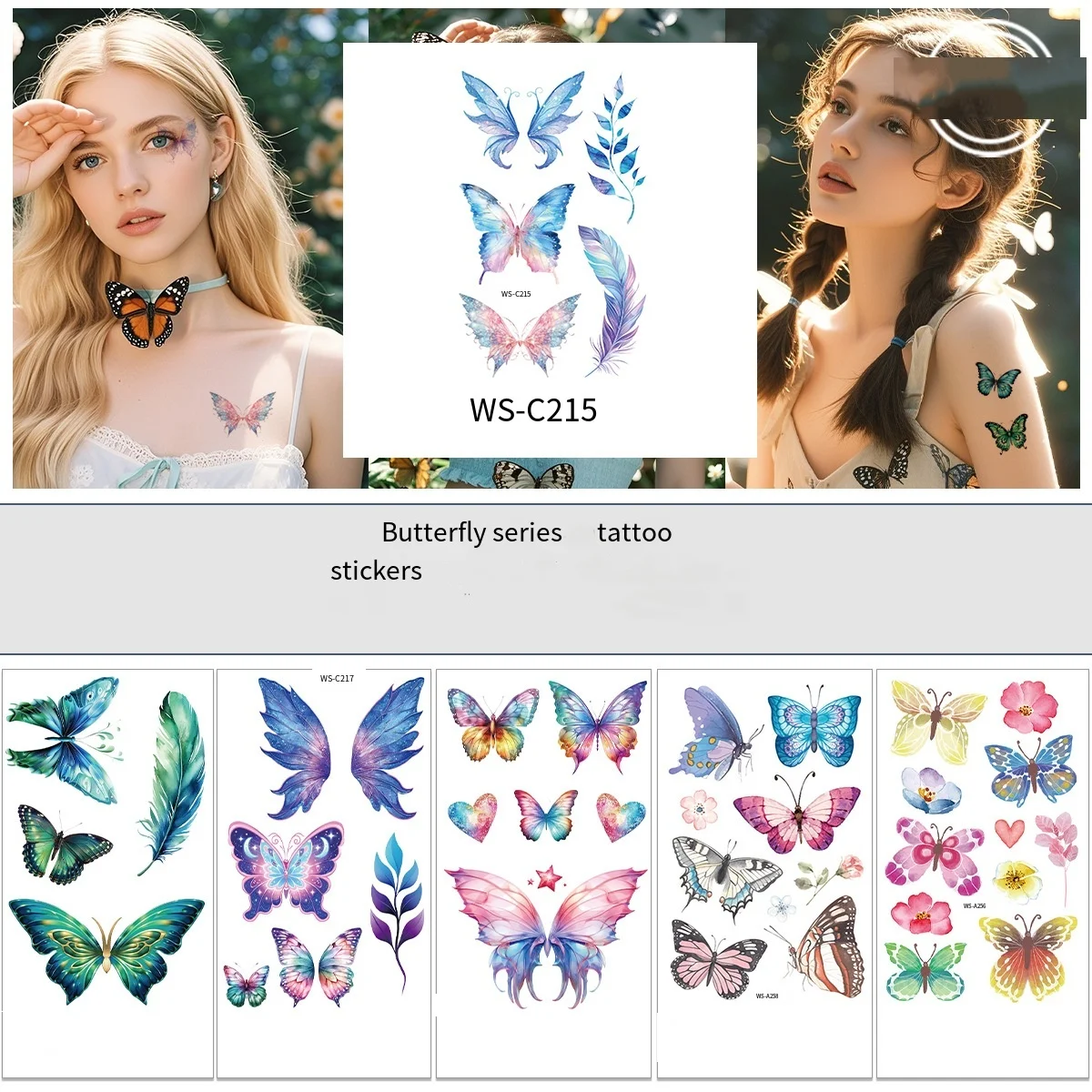 

10-листная временная татуировка-бабочка, наклейка для глаз, лица, сделай сам, макияж, фея, шея, запястье, боди-арт, красочная водонепроницаемая поддельная татуировка