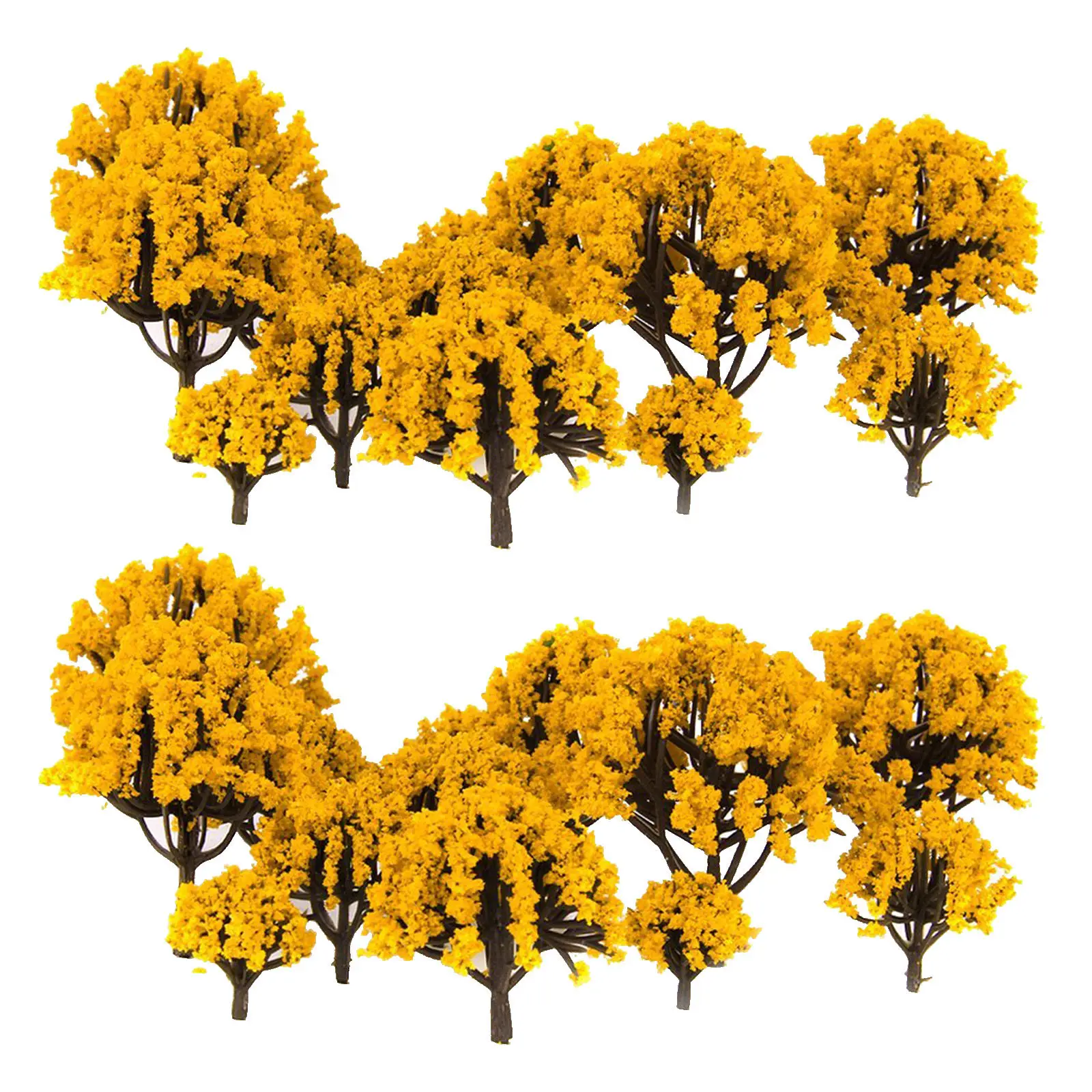 20Pcs Sand Table Trees Yellow Flowers Various Height Plastic Foam Landscape Scenery Layout Train Track Decoration view 3