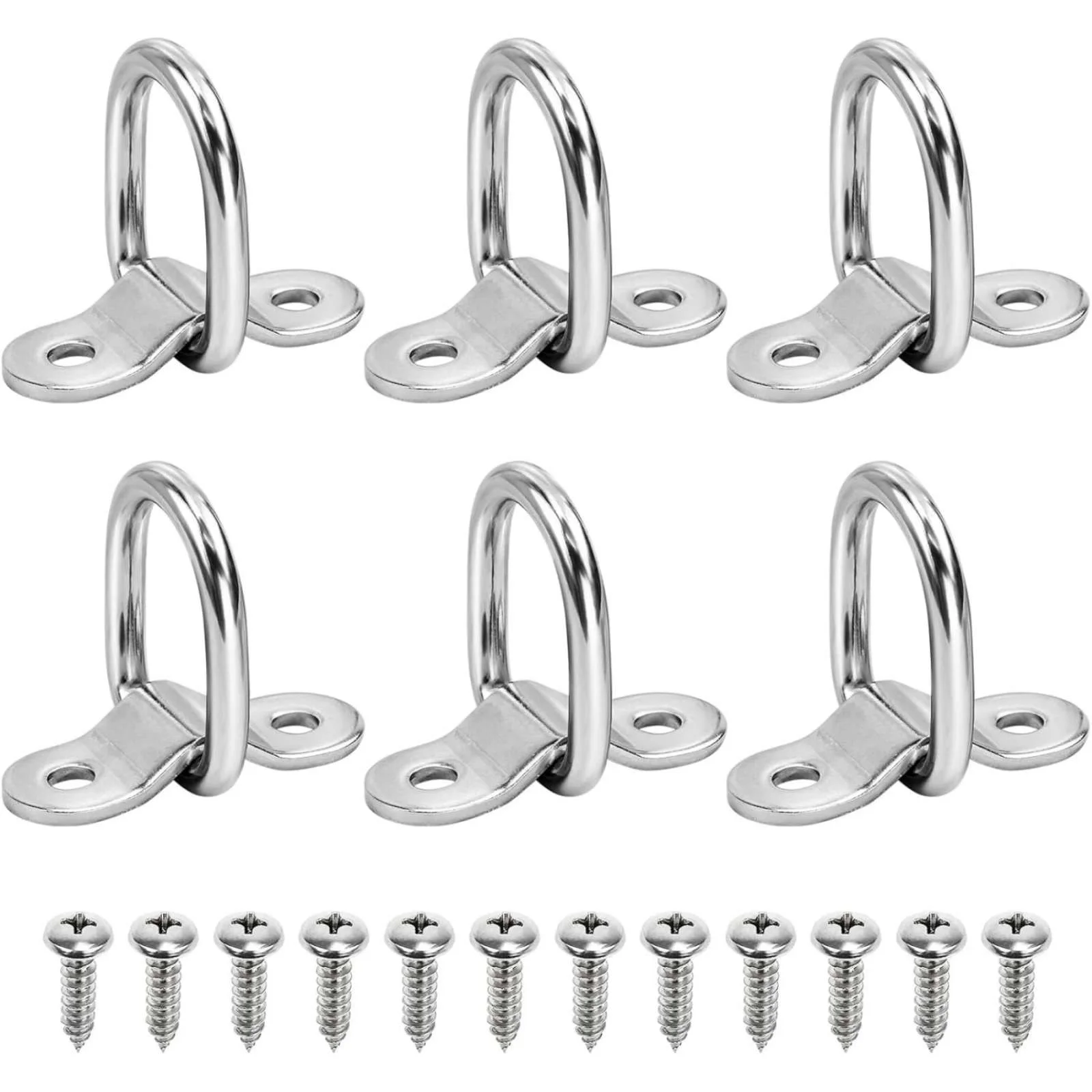 6Pcs For Car Truck Trailers RV Boats Shape Pull Hook Tie Down Anchors Ring Iron D Stainless Steel Cargo Tie Down Ring Fastener