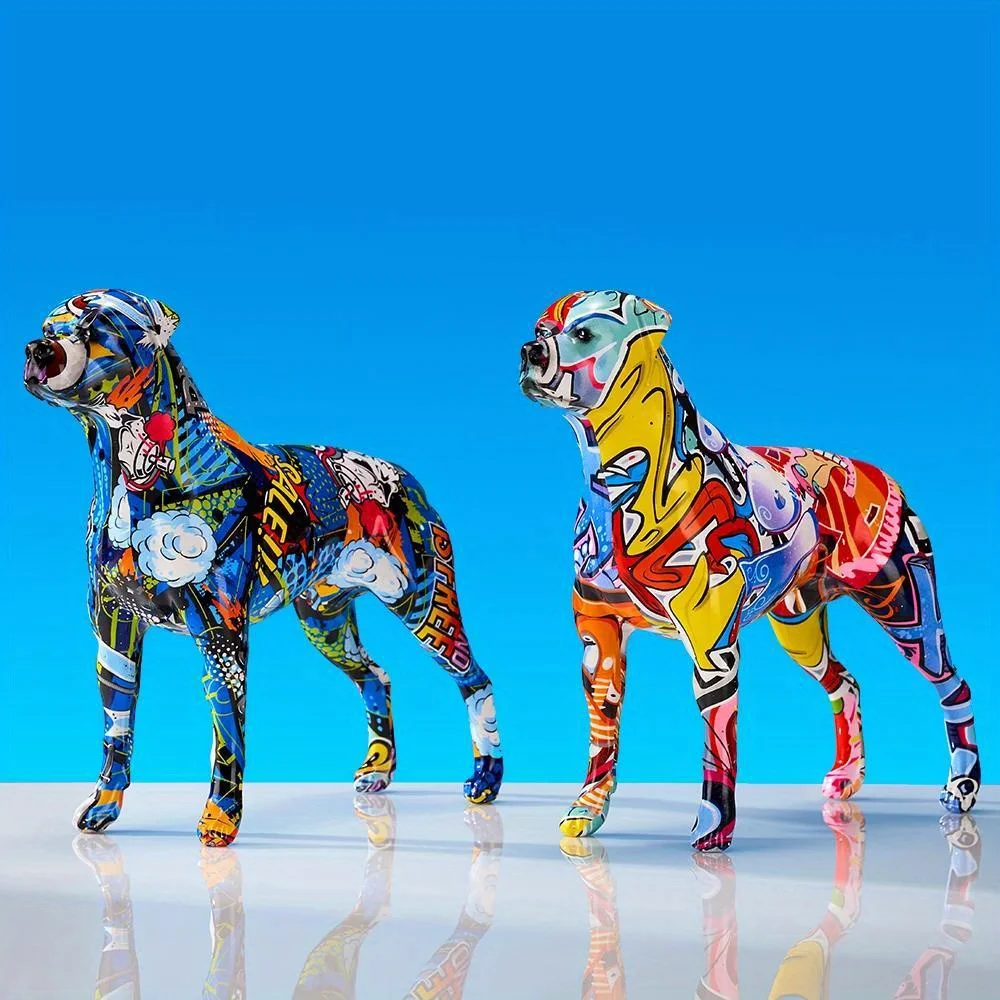 

Art Creative Colorful Animal Rottweiler Resin Crafts Home Decoration Color Modern Simple Decoracion Hogar Moderno Ornaments