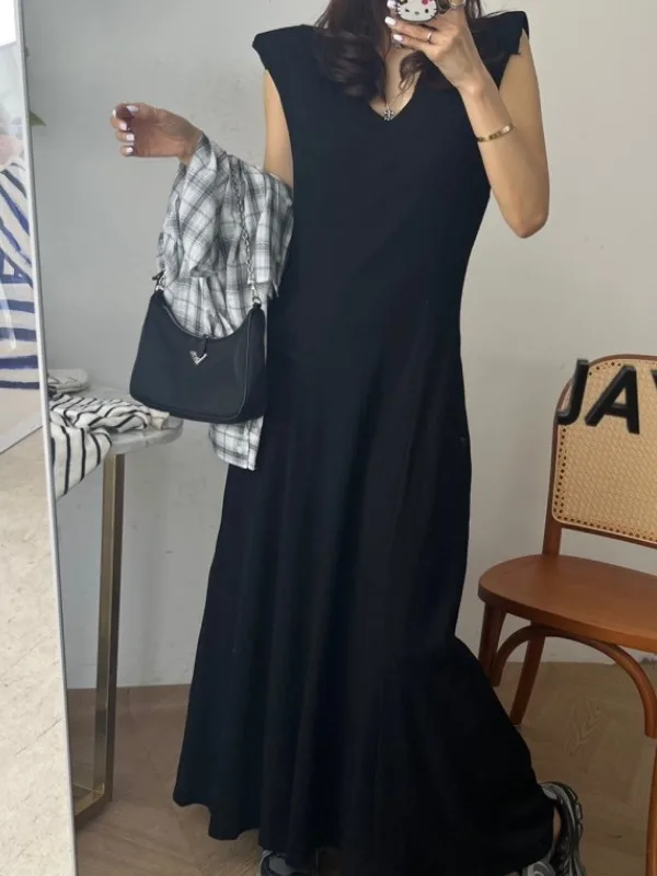 Estate dimagrante V-Ne lunga A-Line Dr Casual Svel Gonna da donna Ele Gonna drappeggiata Casual Dres per le donne