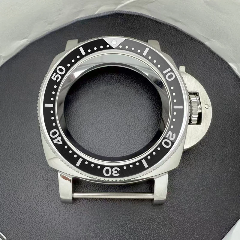 42mm Silver Custom PNH Watch Cases Transparent Bottom Cover Fit for NH35 NH36 4R 7S26 Movement With Bezel Men's Watch Case Parts