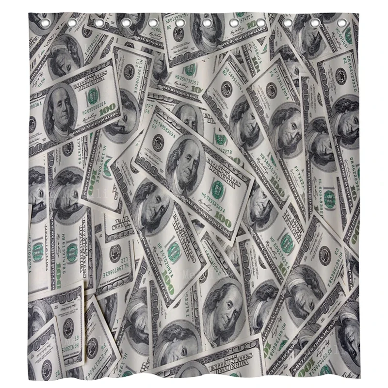 Many Dollars Printed With The Presidents Head Cash Background Images Money Themed Shower Curtain By Ho Me Lili With Hooks