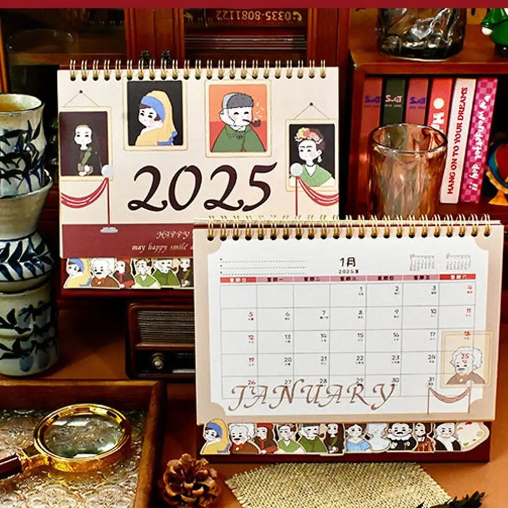 

Fashion 2025 Desktop Paper Calendar Yearly Home Decor Planner Scheduler Multi-function Notebook Agenda Organizer Home Office