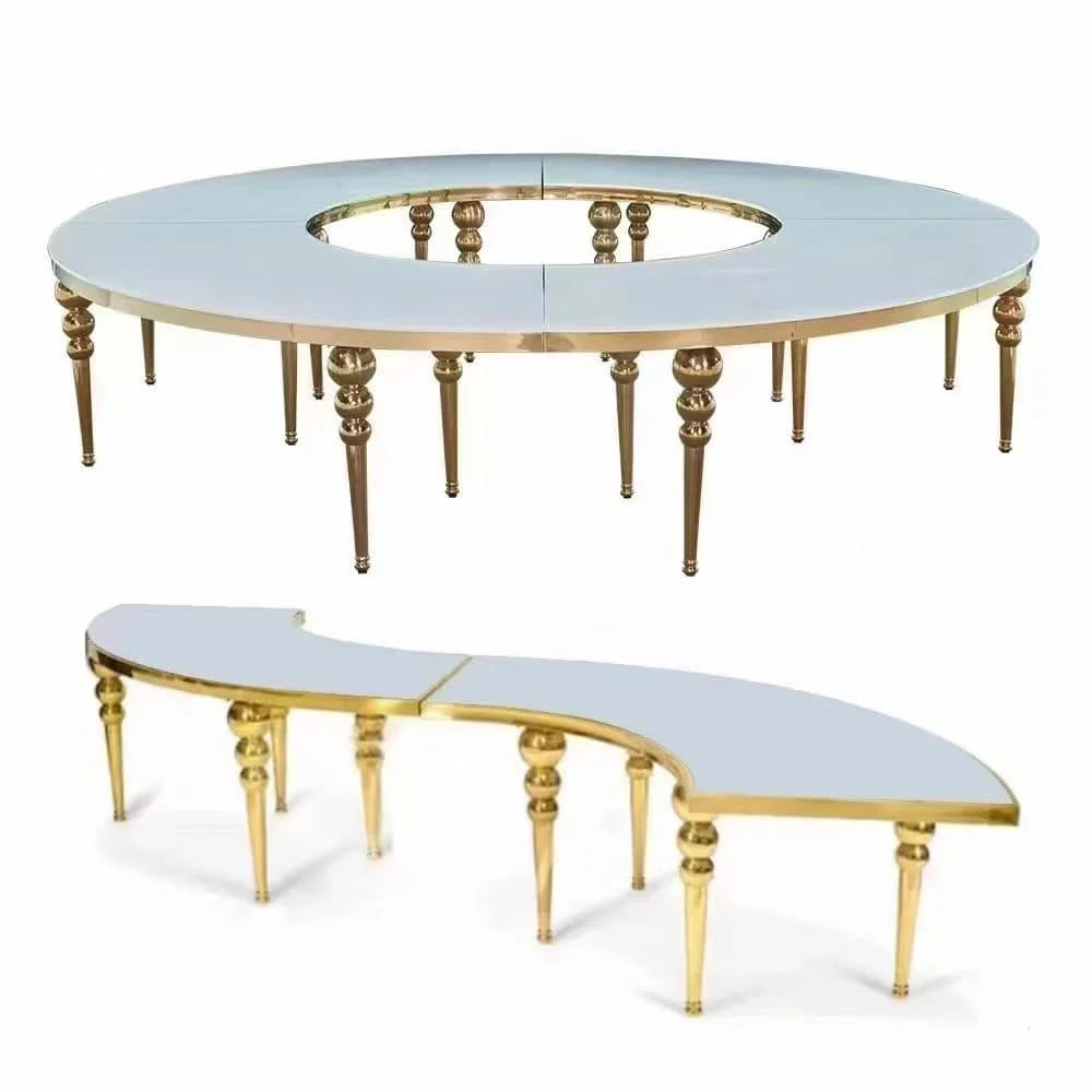 

Event White TOP Round Tables Moon Tables Banquet Wedding French Romantic Luxury Gold for Events Party Metal Dining Table