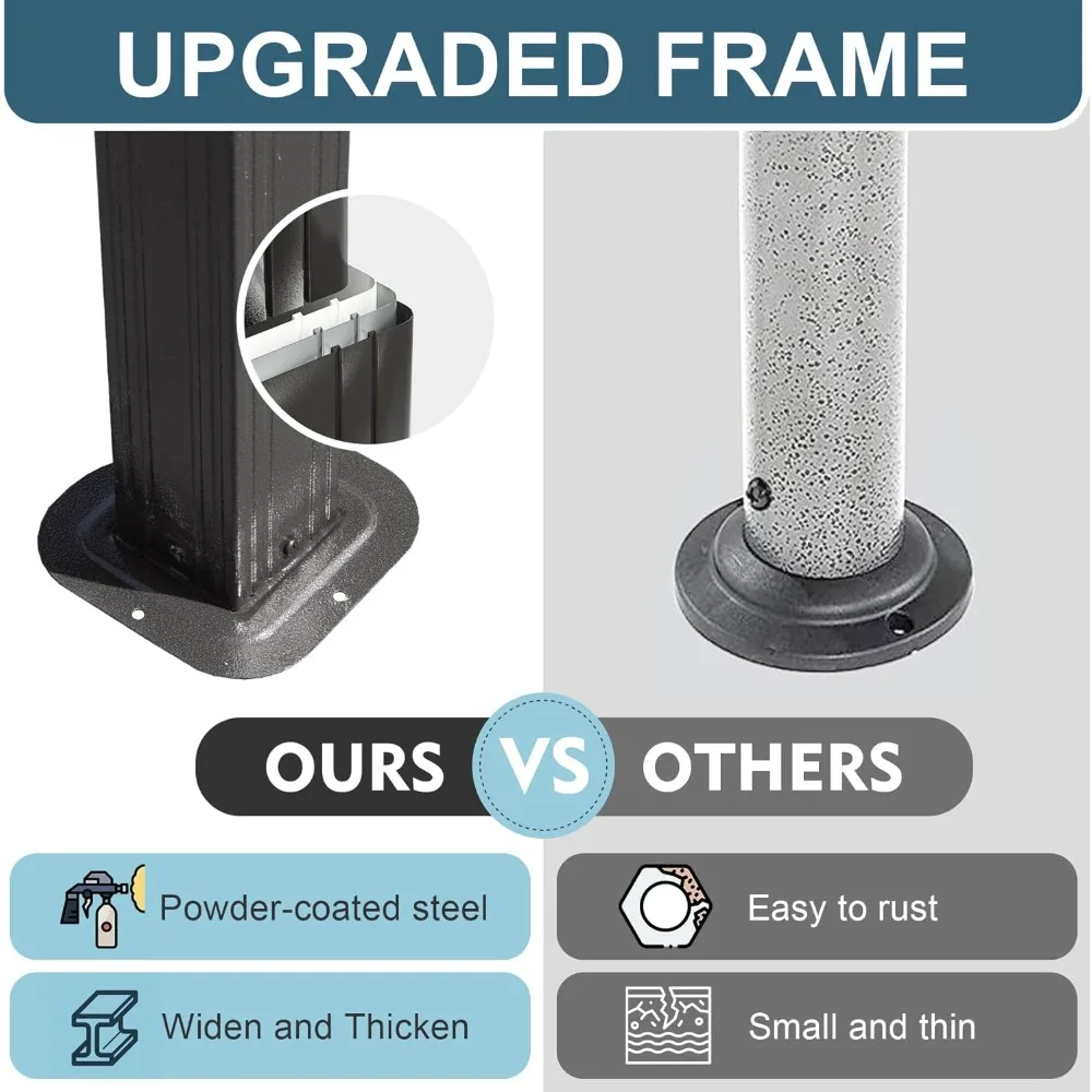 شرفة شواء خارجية - مأوى شواية صلب بطول 8 × 5 أقدام مع سقف فولاذي مجلفن مزدوج ورفين جانبيين #4