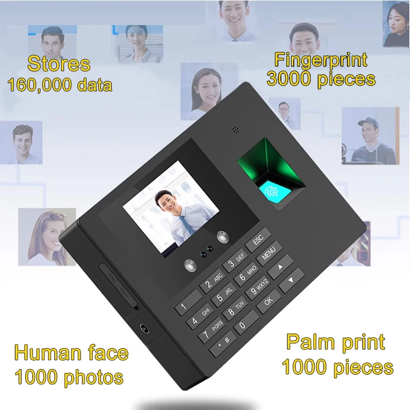 آلة تثقيب بطاقة بصمة الإصبع، آلة حضور وانصراف عالية الوضوح للتعرف على الوجه لمدرسة الموظفين