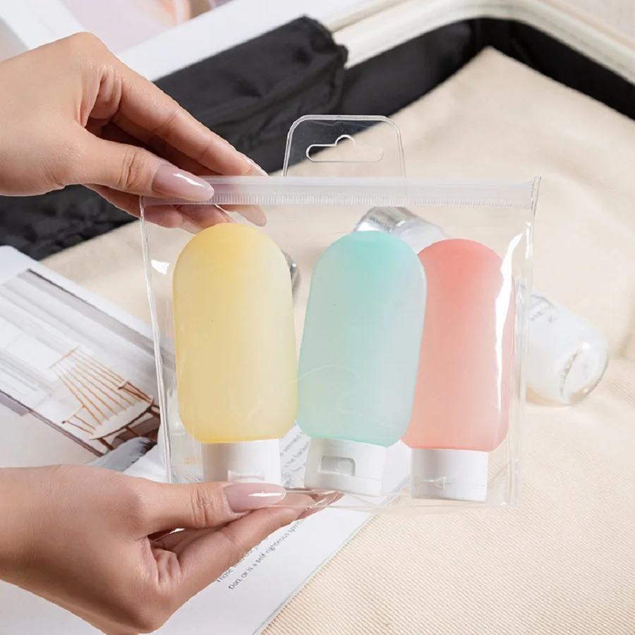 4 Stuks Siliconen Lekvrije Reisfles Voor Zakenreis Draagbare Hervulbare Knijpbare Container Voor Toiletartikelen Lotion-ll