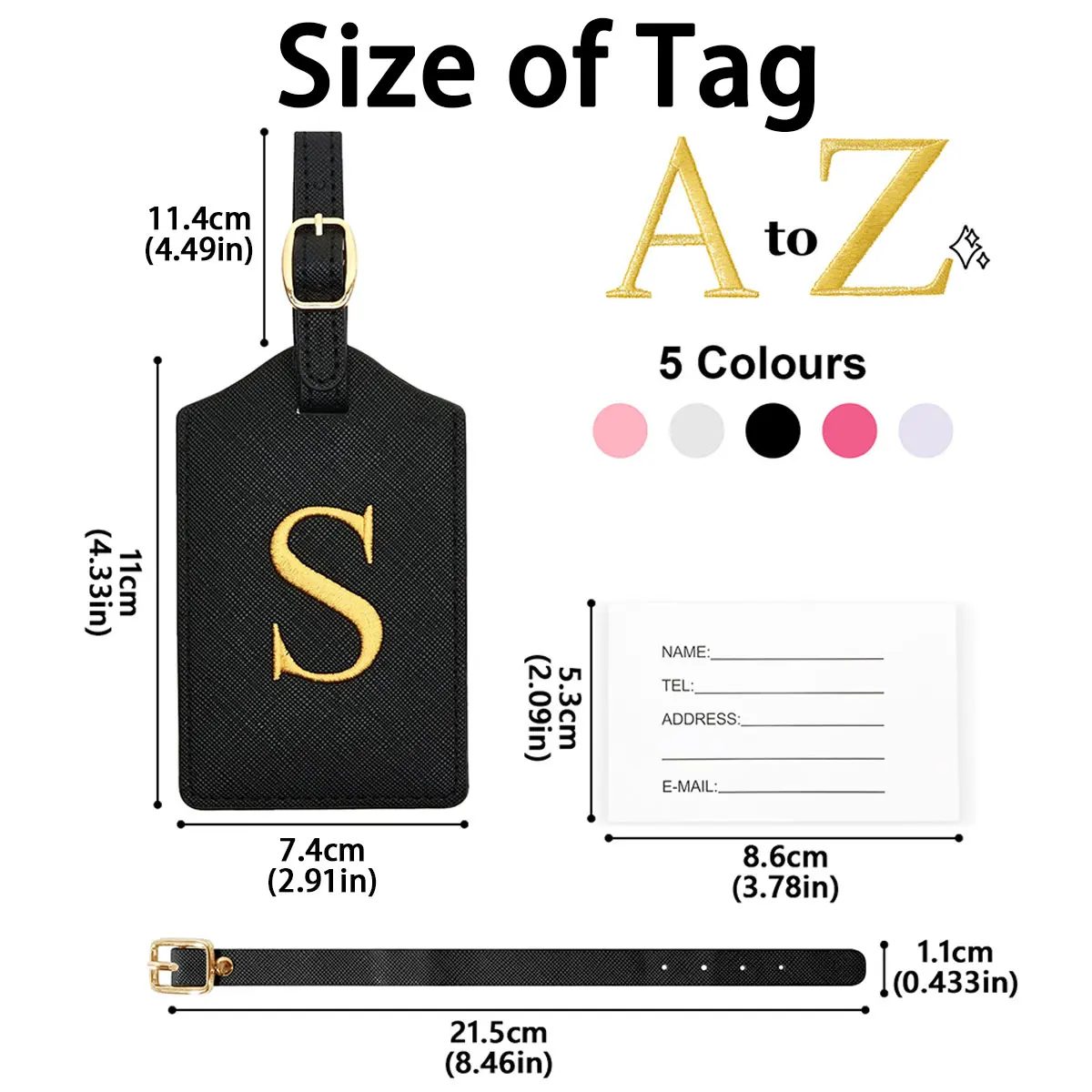 علامة الأمتعة المصنوعة من جلد البولي يوريثان للسفر - علامة تعريف حقيبة السفر المتينة مع غطاء الخصوصية وفتحة بطاقة الاسم (A-Z) liu #3