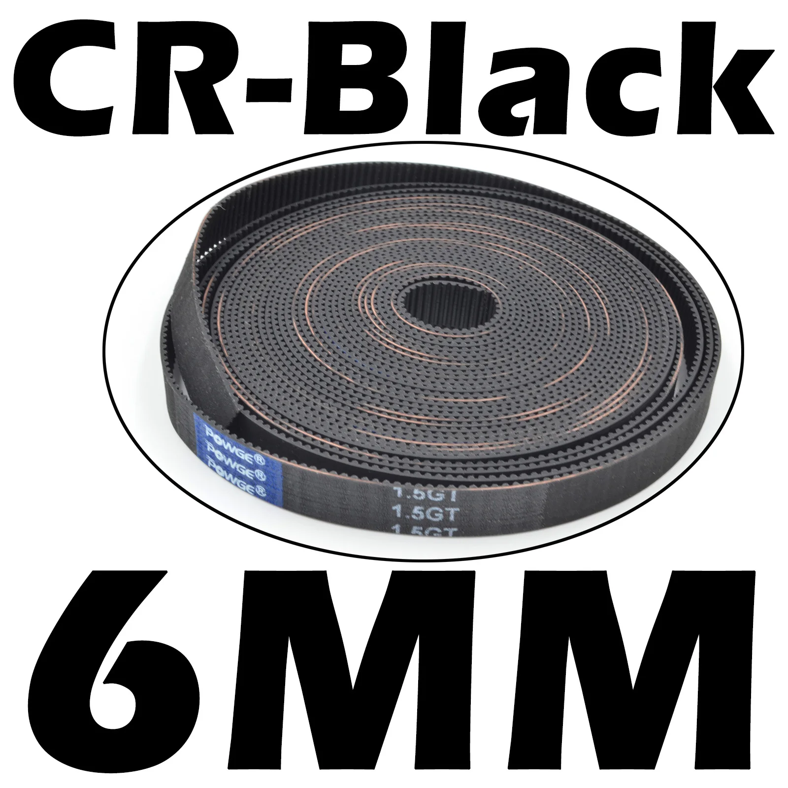 POWGE GT 1.5GT 1,5M Zahnriemen mit offenem Ende, Breite 6/9/10/12 mm, RF EPDM-Gummi, geringer Spielraum, Positioniergenauigkeit, 3D-Drucker