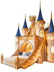 Luxury Princess Castle Staggered High and Low Staggered Upper and Lower Bunk Beds B & B Hotel