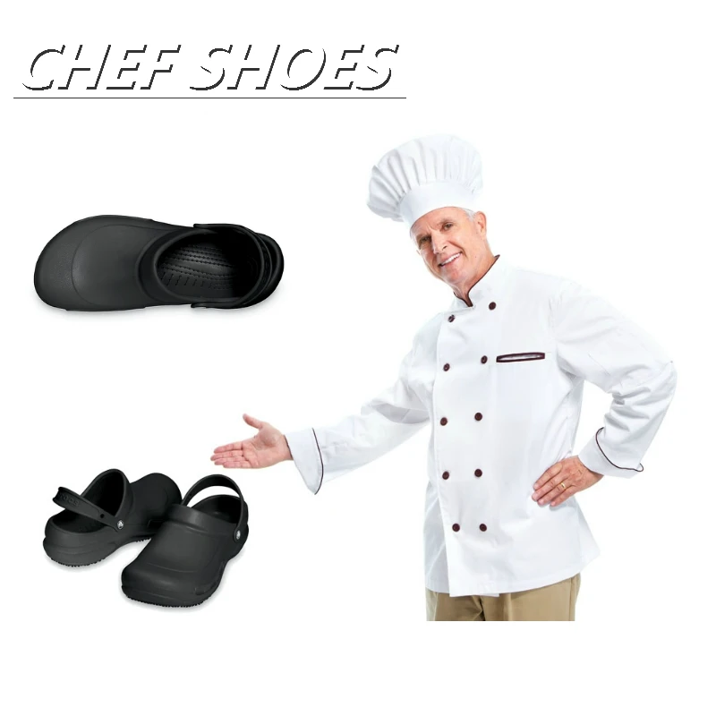 High Quality EVA Men Chef Shoes Non-slip Waterproof Oil-proof Hotel Kitchen Working Shoes Men Clogs Garden Safety Shoes Black