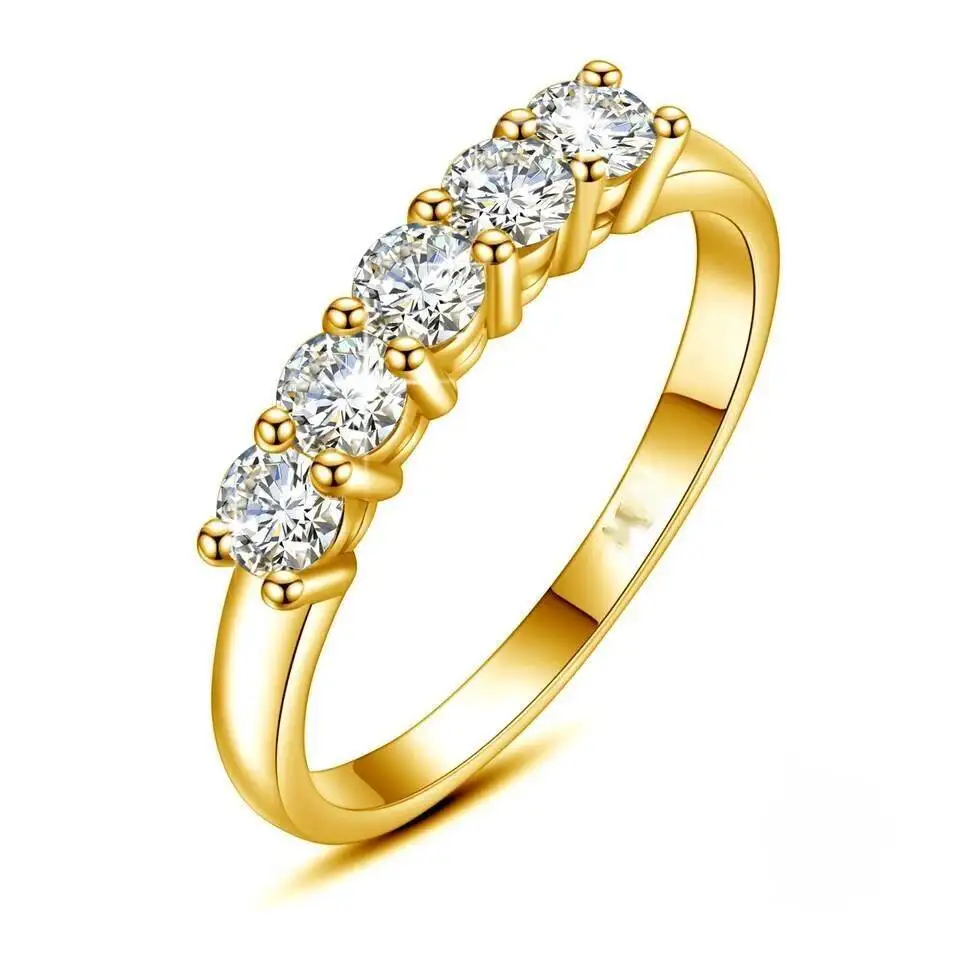 JH GRA-Zertifikat, Original, massiver Goldring mit 4 mm Moissanit für Damen, 5 Steine, 925er Silber, luxuriöser Schmuck, Verlobungsgeschenk, Trend – Detail 2