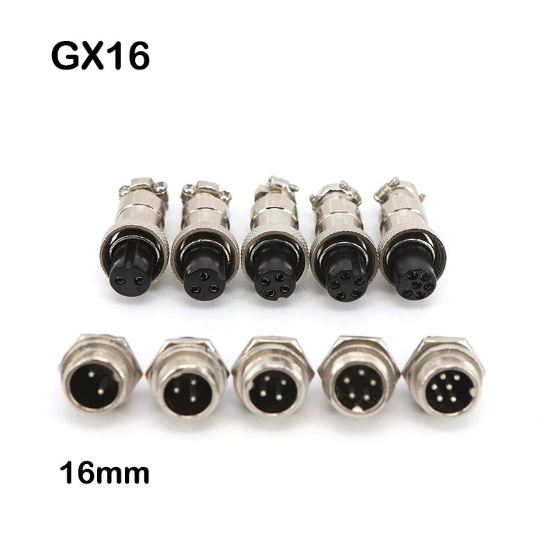 16mm GX16 Metal Aviation Socket Coupler 2/3/4/5/6/7/8 pin core Male Female Connector Electric Cable Terminal Fixed Butt Mobile