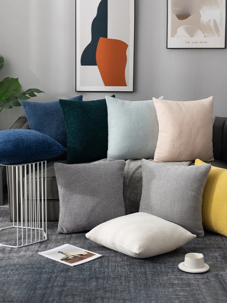 

Light Luxury Style Textured Sofa Cushion Dutch plush Home Living Room Throw Pillow Solid Color Advanced Arts and Sciences