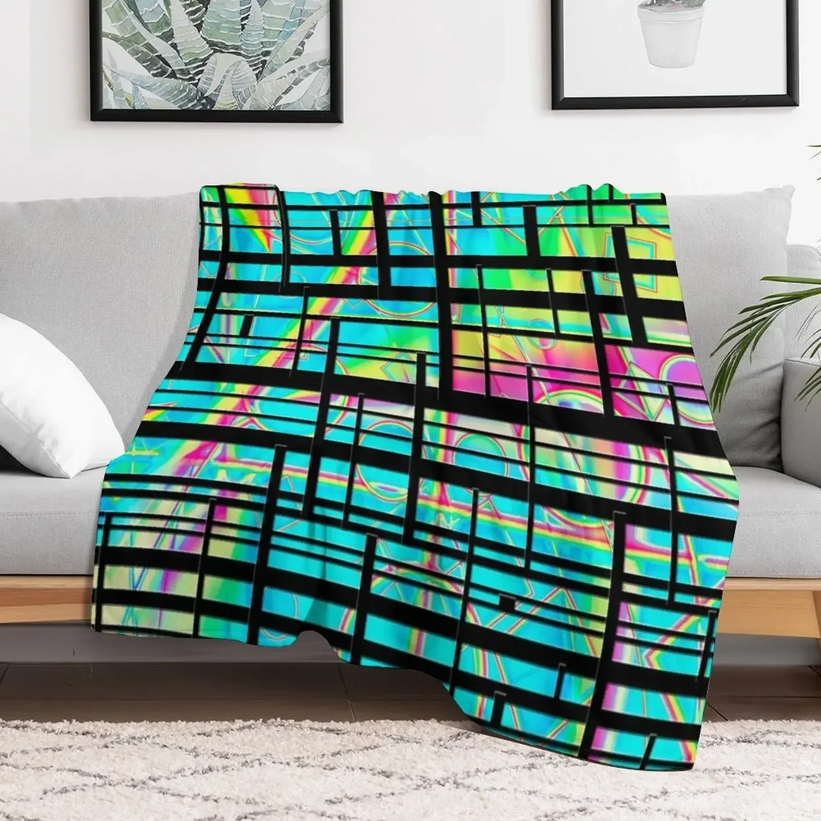 

Rainbows and lines Throw Blanket Heavy Tourist Retros Blankets
