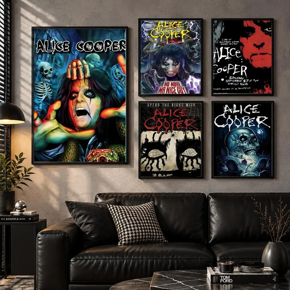 Alice Cooper Shock Rock Singer 70s Stage Icons Poster Self-Adhesive Unframed Fashion Wall Prints for Office & Home Decor