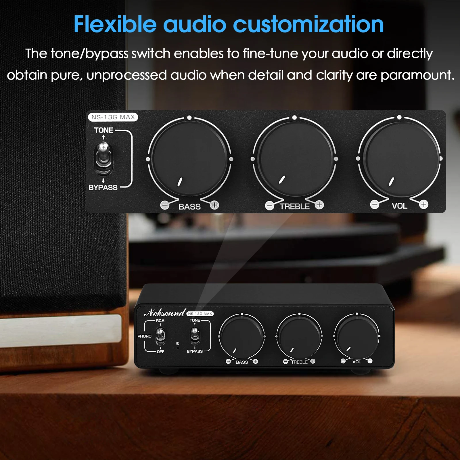 Nobsound NS-13G-MAX HiFi 2-Channel TPA3255 Phono Stereo Audio Amplifier Mini Class D Power Amp 300W*2