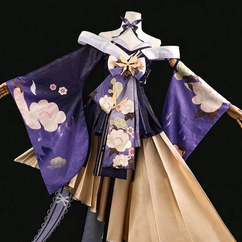 The Game Onmyoji Shiranui Cosplay New skin same purple Delicate large pattern Women kimono B