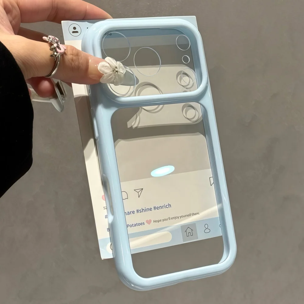 Luxuriöse Bonbonfarben-Kontrast-Transparenthülle für iPhone 17 16 15 18 Pro Max 14 13 18Pro 17Pro Klare Ultradünne Stoßfeste Hülle – Detail 10